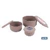 SET DE 3 RECIPIENTES REDONDOS CON TAPA 100 ML 250ML 500ML