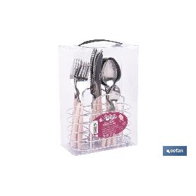 Set de cubiertos 24 piezas acero inoxidable color rosa SET DE CUBIERTOS 24 PIEZAS ACERO INOXIDABLE COLOR ROSA