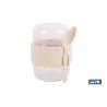 SET DE 3 RECIPIENTES CON TAPA, CUCHARA Y COMPARTIMIENTO INTERIOR  200ML+200ML   CAJA 3 UNID.