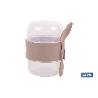 SET DE 3 RECIPIENTES CON TAPA, CUCHARA Y COMPARTIMIENTO INTERIOR  200ML+200ML   CAJA 3 UNID.