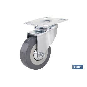 Rueda goma/gris placa ø65x21mm venta unitaria RUEDA GOMA/GRIS PLACA Ø65X21MM VENTA UNITARIA