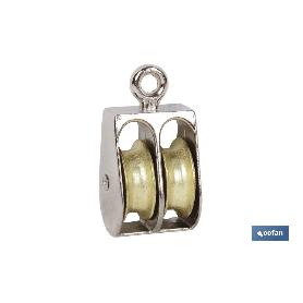 POLEA DOBLE FIJA NIQUELADA (Ø30MM) VENTA UNITARIA