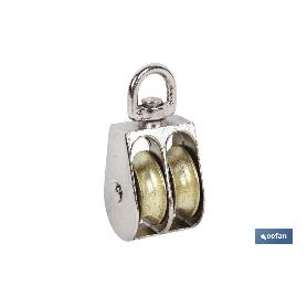 POLEA DOBLE GIRATORIA NIQUELADA (Ø30MM) VENTA UNITARIA