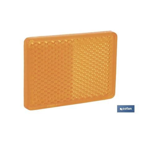 CATADIÓPTRICO RECTANGULAR ÁMBAR 56 X 39 MM CON ADHESIVO