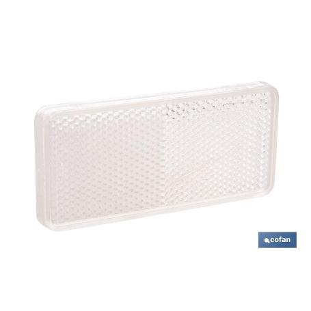 CATADIÓPTRICO RECTANGULAR BLANCO 94 X 44 MM CON ADHESIVO