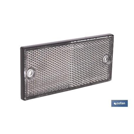 CATADIÓPTRICO RECTANGULAR BLANCO 106 X 50 MM CON AGUJERO SIN TORNILLO