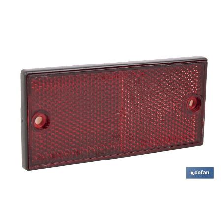 CATADIÓPTRICO RECTANGULAR ROJO 106 X 50 MM CON AGUJERO SIN TORNILLO CON ADHESIVO