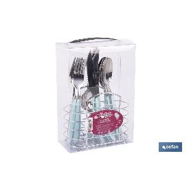 Set de cubiertos 24 piezas acero inoxidable color azul SET DE CUBIERTOS 24 PIEZAS ACERO INOXIDABLE COLOR AZUL