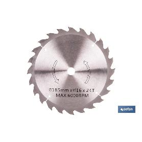 Disco corte para madera ø185 mm x 16 mm x 2,4 mm x 24 dientes DISCO CORTE PARA MADERA Ø185 MM X 16 MM X 2,4 MM X 24 DIENTES