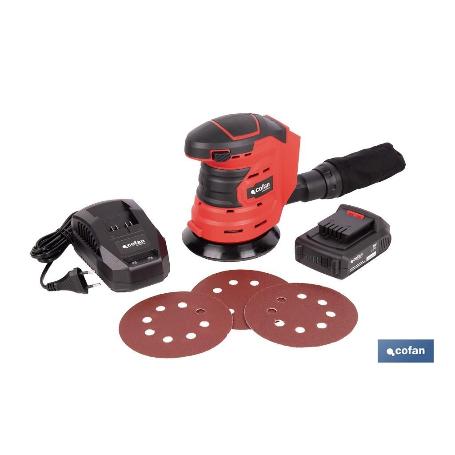 LIJADORA ORBITAL A BATERÍA LI-ION 20 V 125 MM 10000 RPM