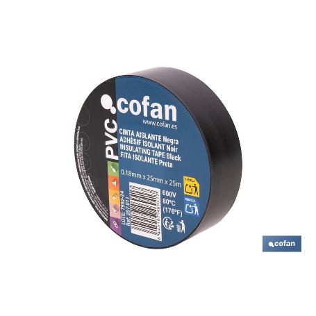 CINTA AISLANTE 180 MICRAS NEGRA 25 MM X 25 M VENTA UNITARIA