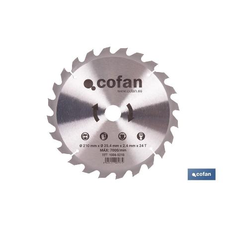 DISCO CORTE PARA MADERA Ø210 MM X 25,4 MM X 2,4 MM X 24 DIENTES