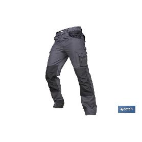 PANTALÓN DE TRABAJO HEIMDALL ELASTANO 280 G/M2 GRIS OSCURO CON DETALLES NEGROS TALLA 52