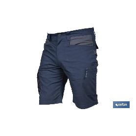 BERMUDAS DE TRABAJO TYR ELASTANO 215 G/M2 AZUL MARINO CON DETALLES GRISES TALLA 42