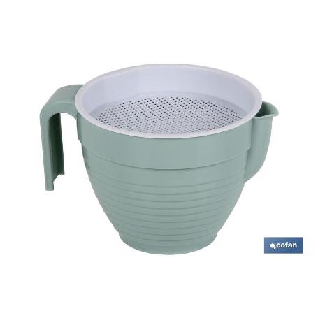 GRASERA COLADOR 500ML MODELO ALBAHACA VERDE AGUA 16.5X12X10CM VENTA UNITARIA