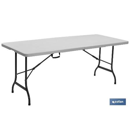 MESA PLEGABLE RECTANGULAR BLANCA CON BLOQUEO DE SEGURIDAD 180X70X72 CM