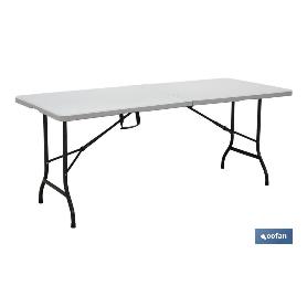 MESA PLEGABLE RECTANGULAR BLANCA CON BLOQUEO DE SEGURIDAD 180X75X72 CM