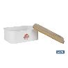 PANERA CON TAPA DE BAMBÚ COLOR BLANCO/MADERA 36 X 24 X13 CM