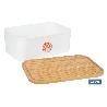 PANERA CON TAPA DE BAMBÚ COLOR BLANCO/MADERA 36 X 24 X13 CM